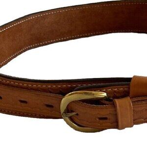 Bianchi #B14 Brown Leather Fancy Stitched Belt Men's With Brass Metal size 34